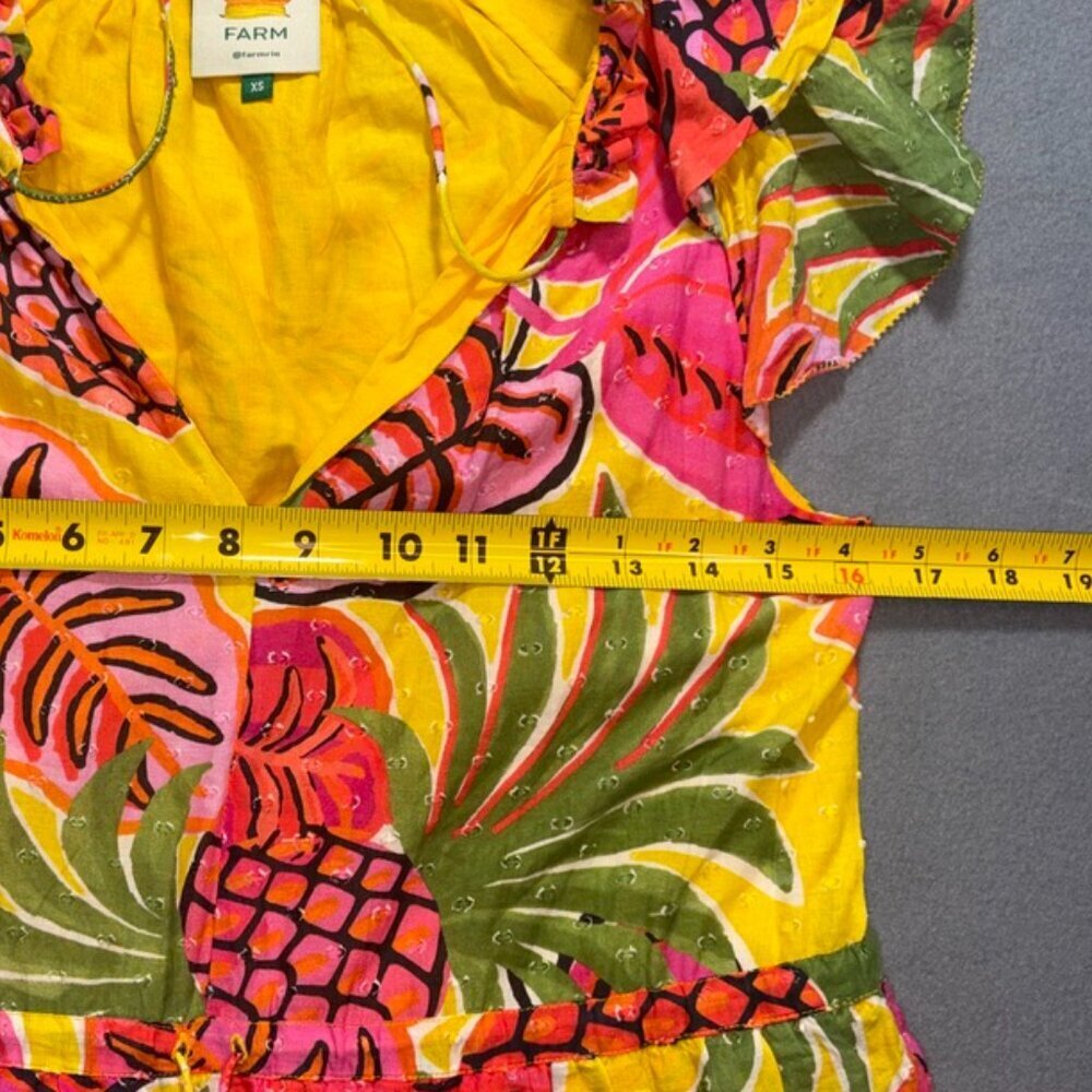 FARM Rio Fruit Dream Ruffle Mini Dress Tiered Tassel Beaded Tropical XS - Picture 14 of 14